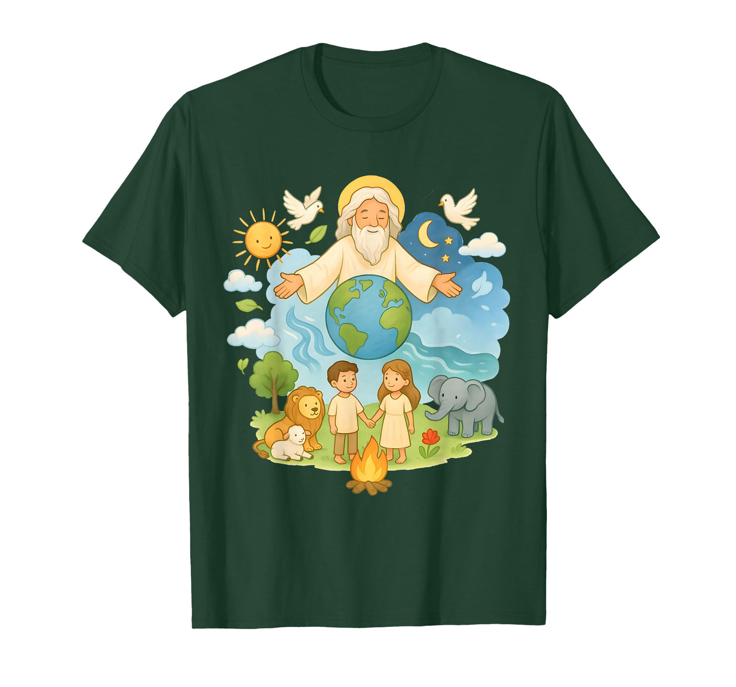 Creation Story for Kids - Bible Art Faith Family Design T-Shirt