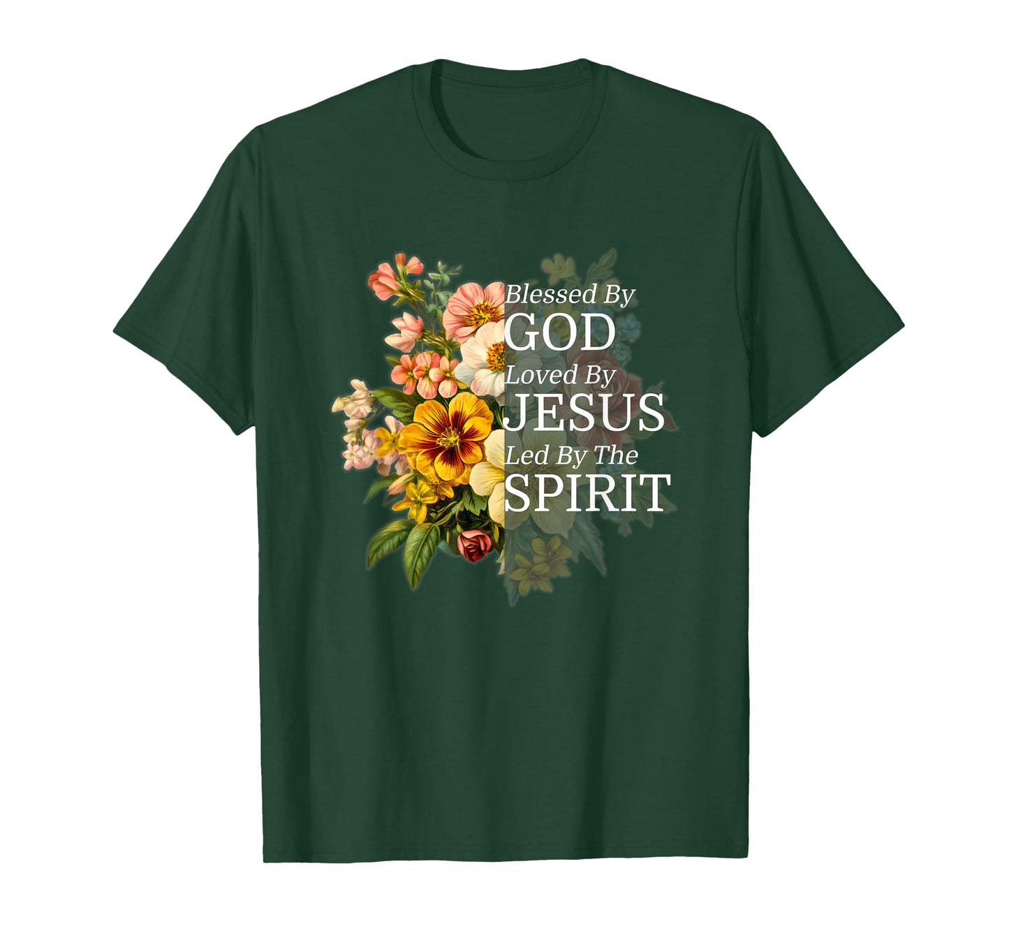 Blessed By God Loved By Jesus Vintage Wild Flower Christian T-Shirt