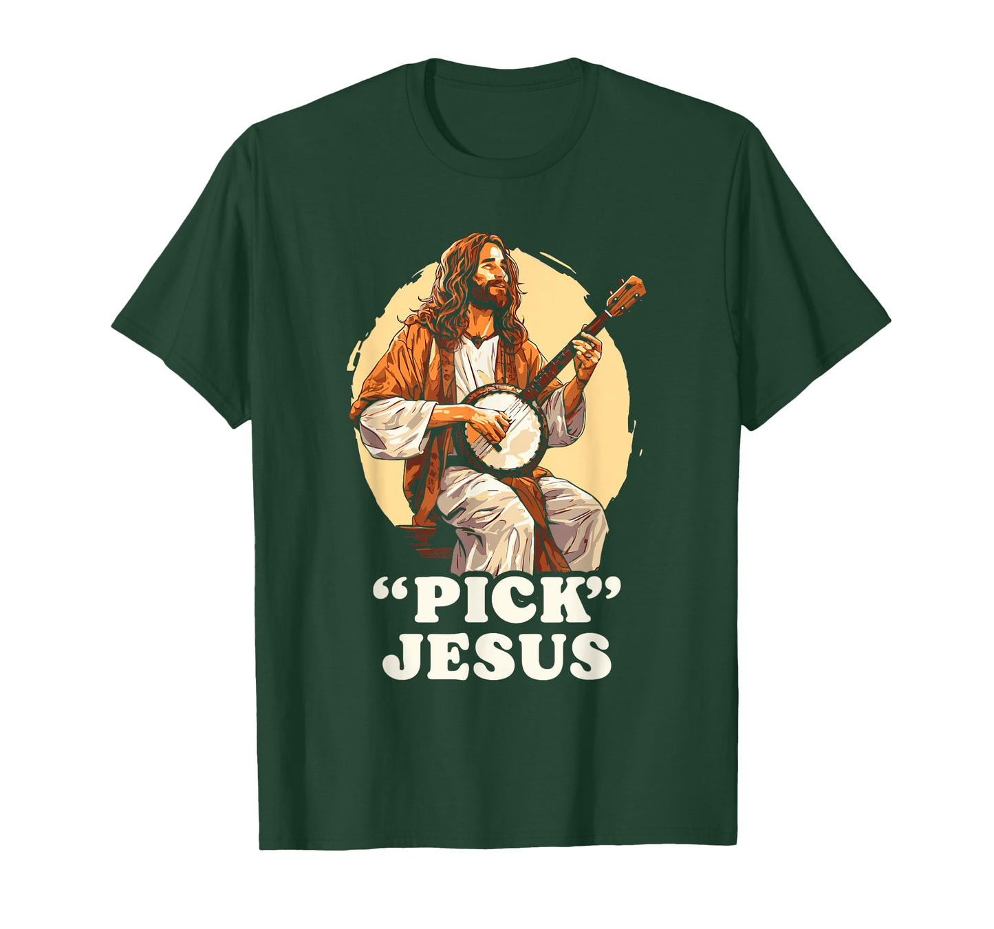 "Pick" Jesus Christ Funny Banjo Music Festival Christian T-Shirt