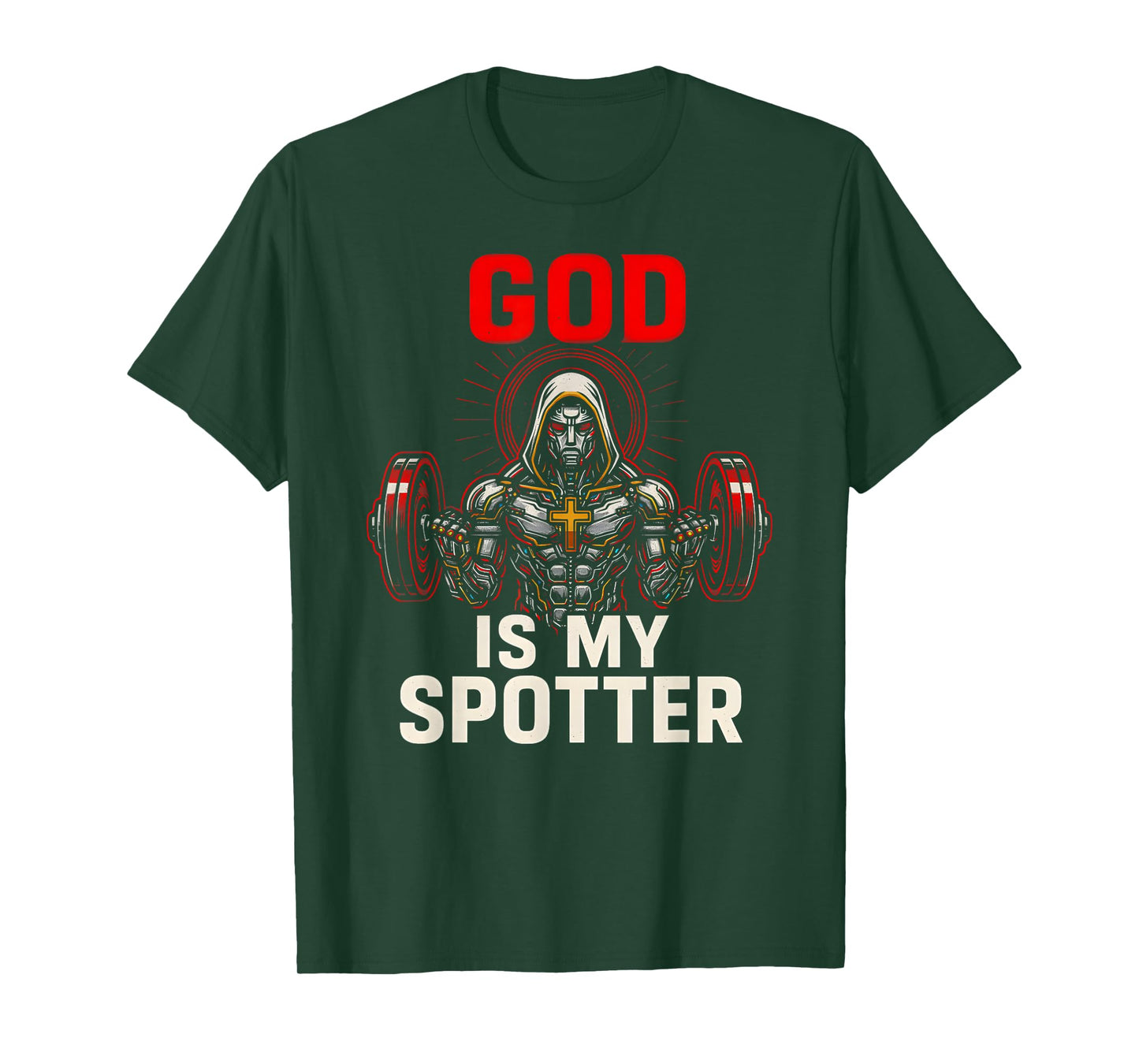 Christian Fitness God is My Spotter Cool Mens Religious T-Shirt
