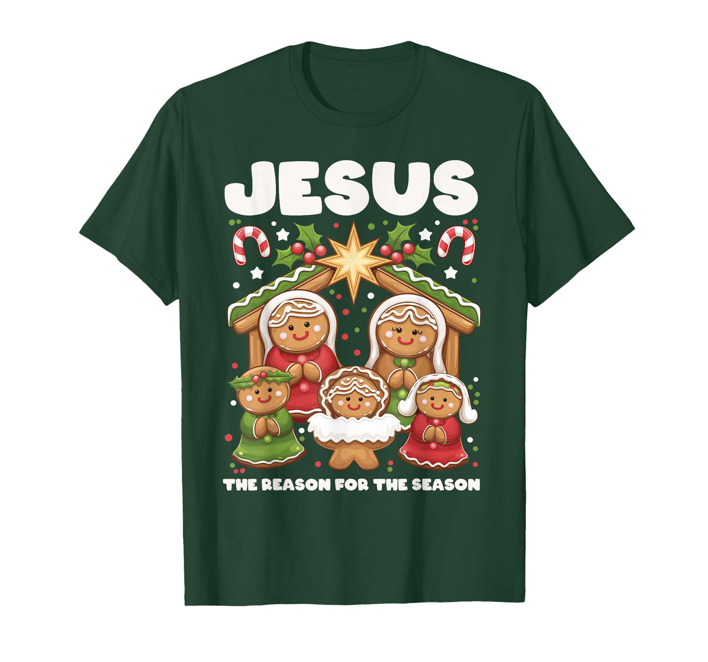 Jesus The Reason Gingerbread Christmas Christian Nativity T-Shirt