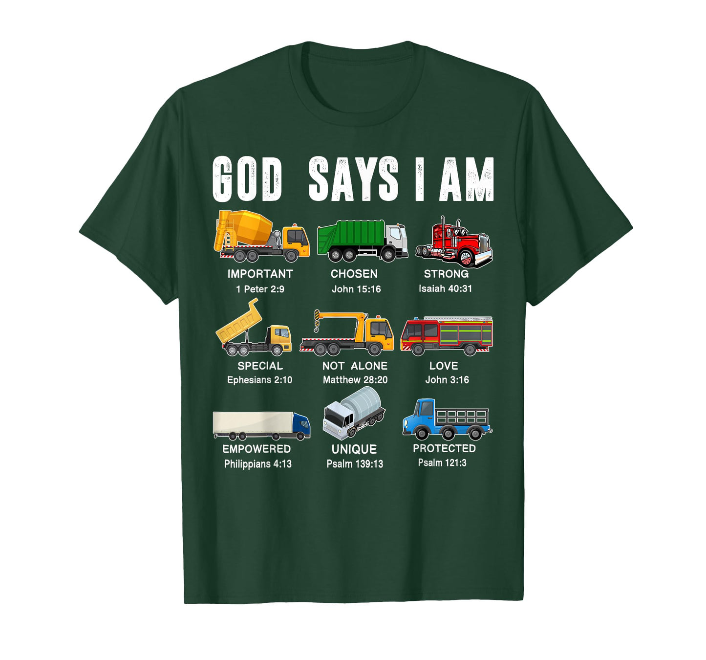 Toddler Boy God Says I Am Garbage Truck Fire Christian Jesus T-Shirt