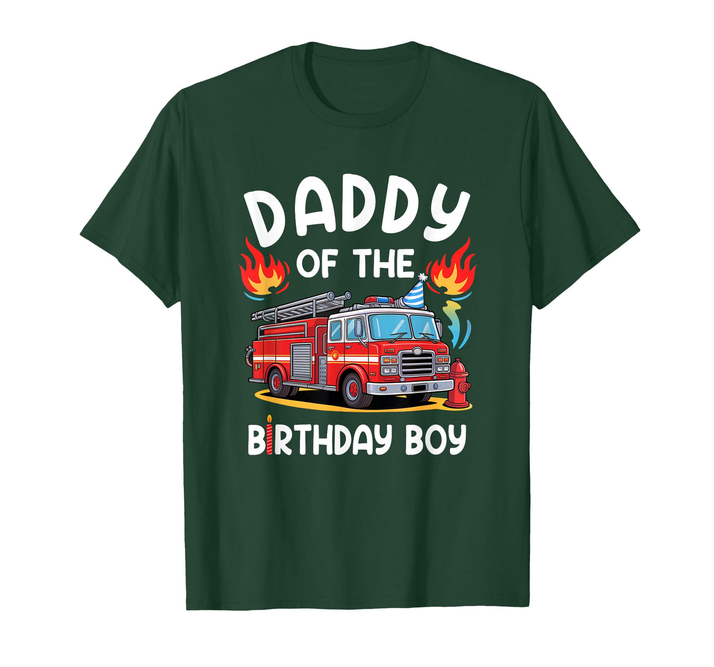 Daddy Of The Birthday Boy Fire Truck Firefighter 1St Party T-Shirt