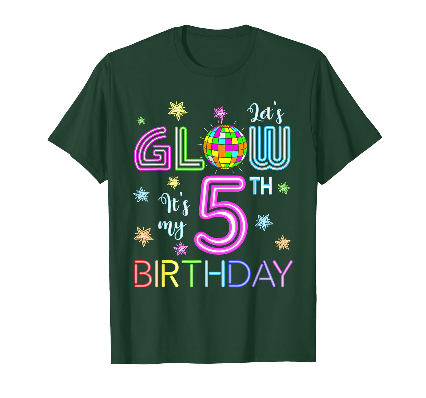 Lets Crazy It's My 5th Birthday Glowing 80s 5 Year Old T-Shirt