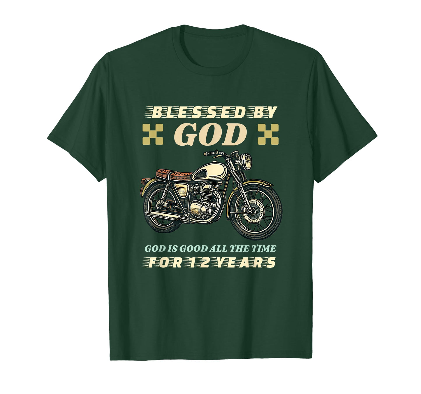 Blessed by God for 12 Years Old Motorcycle 12th Birthday Boy T-Shirt