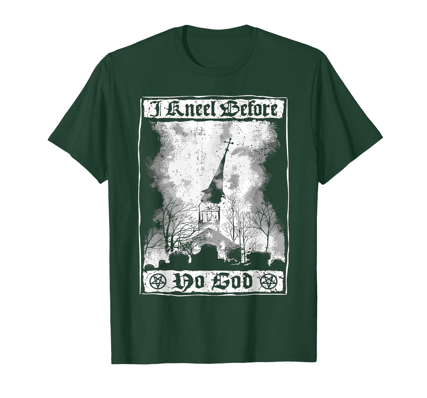 I kneel before no God Atheist Burning Church Anti Christ T-Shirt