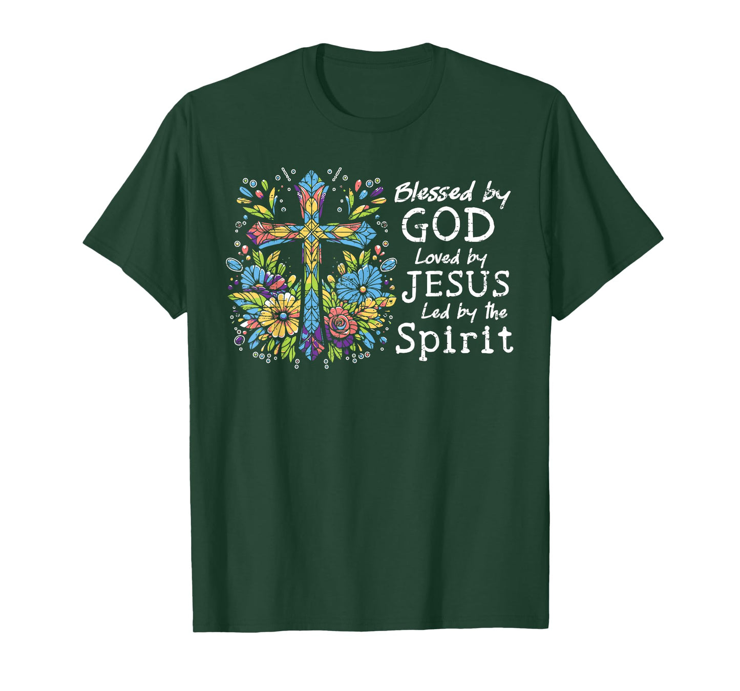 Blessed by God Loved by Jesus Christian Cute Tee Butterfly T-Shirt