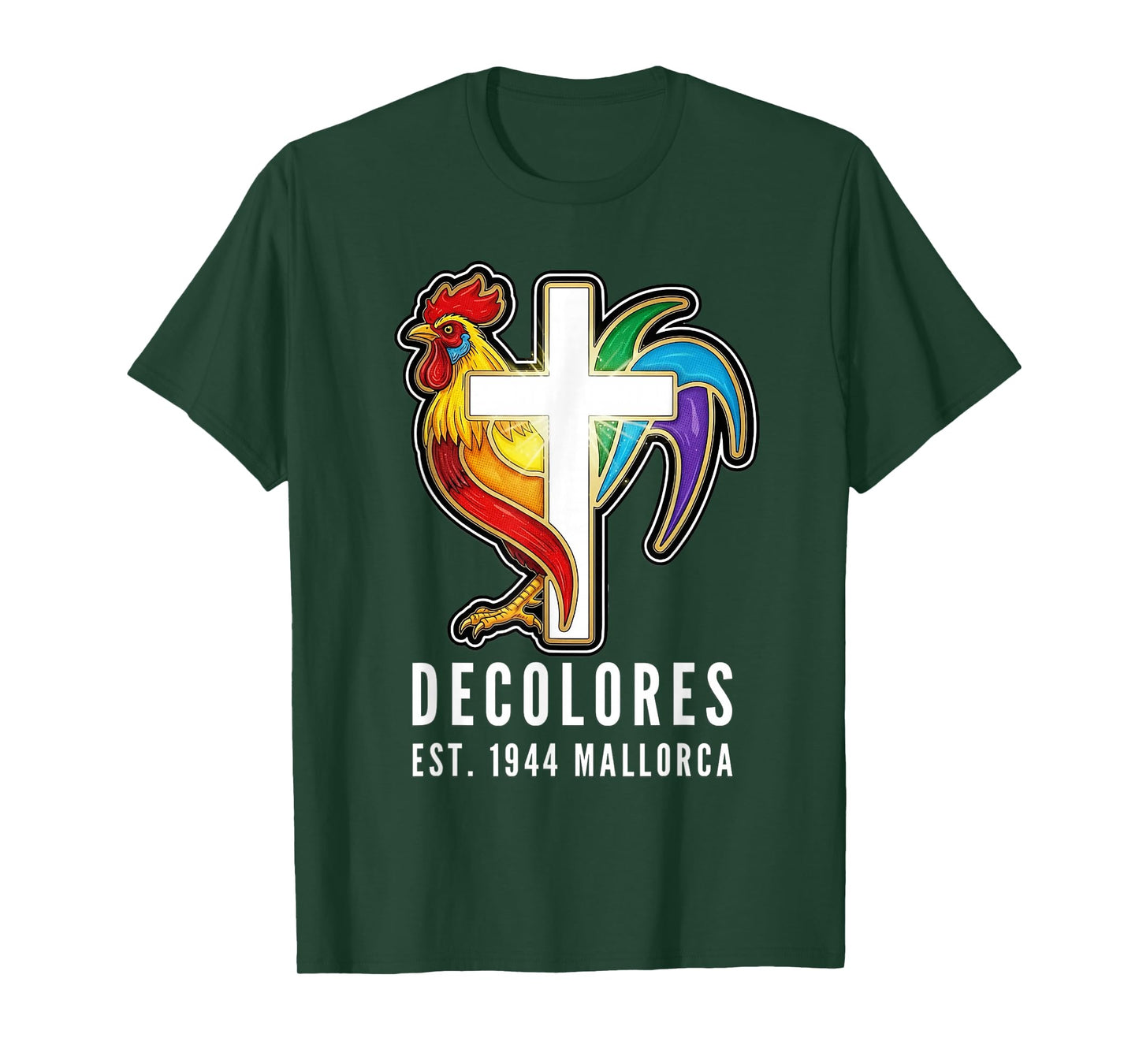 DeColores Cursillo Rainbow Rooster Catholic T-Shirt