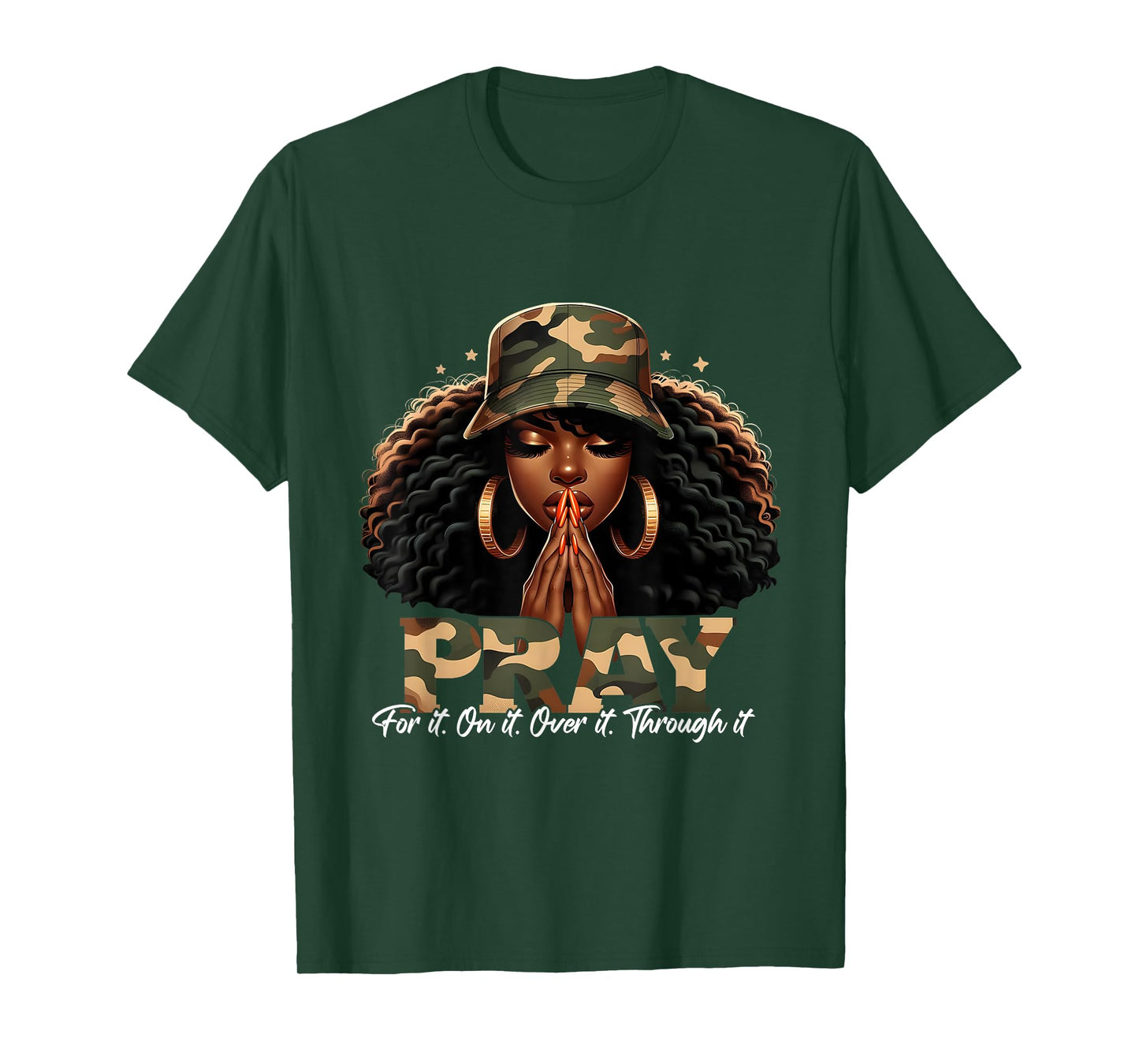 Faith Camo Pray Christian Inspirational Black Woman T-Shirt