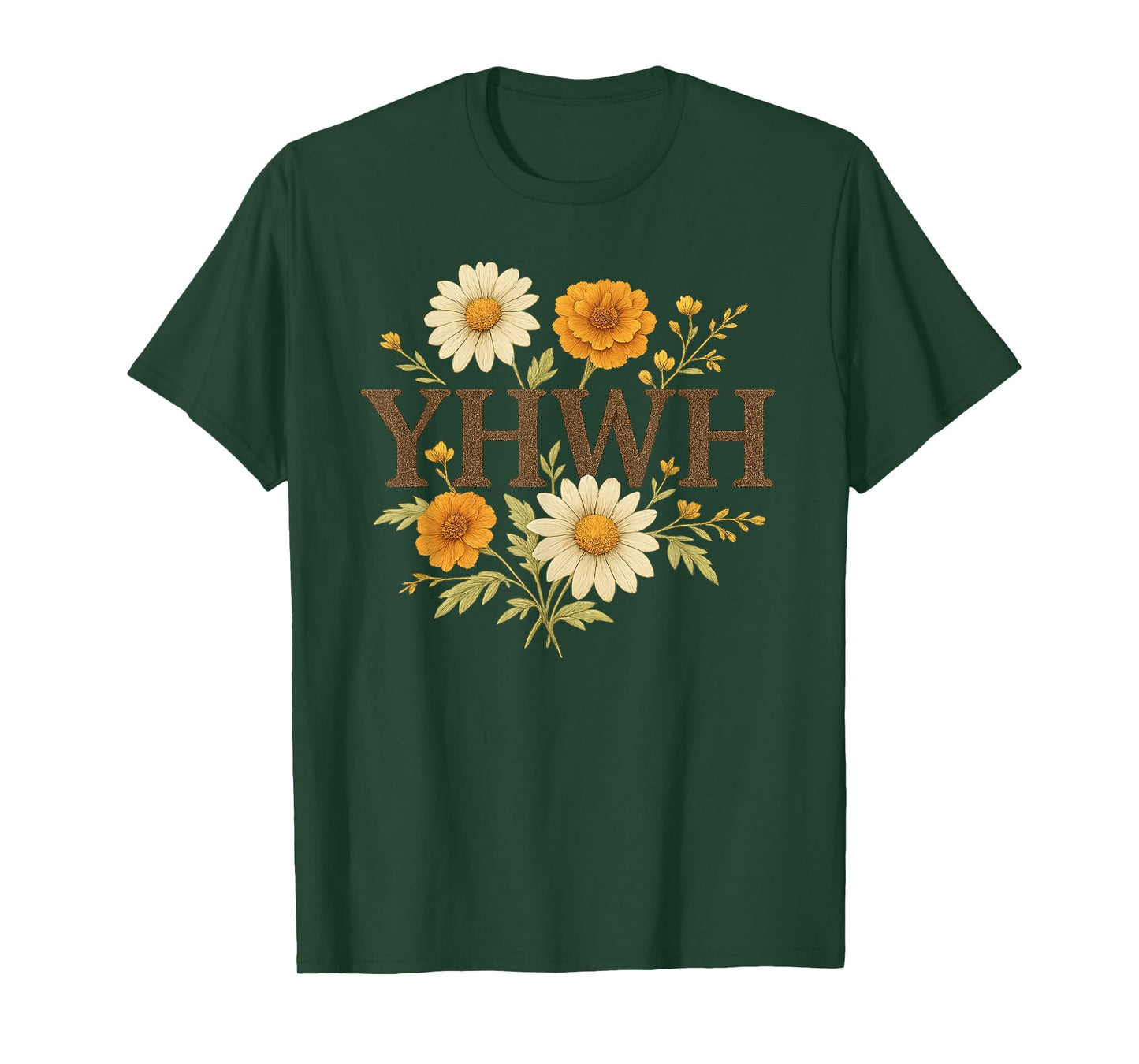YHWH Floral Name of God Christian Faith T-Shirt