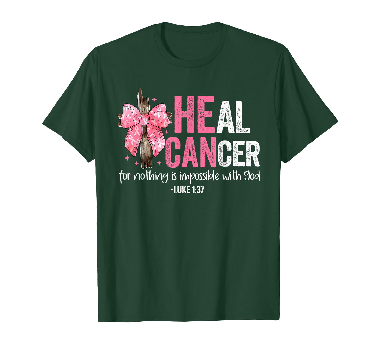 Heal Cancer Believe God Christian Breast Cancer Awareness T-Shirt