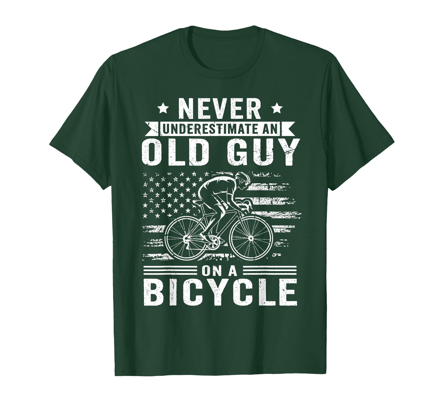 Never Underestimate An Old Guy On A Bicycle Funny Cycling T-Shirt