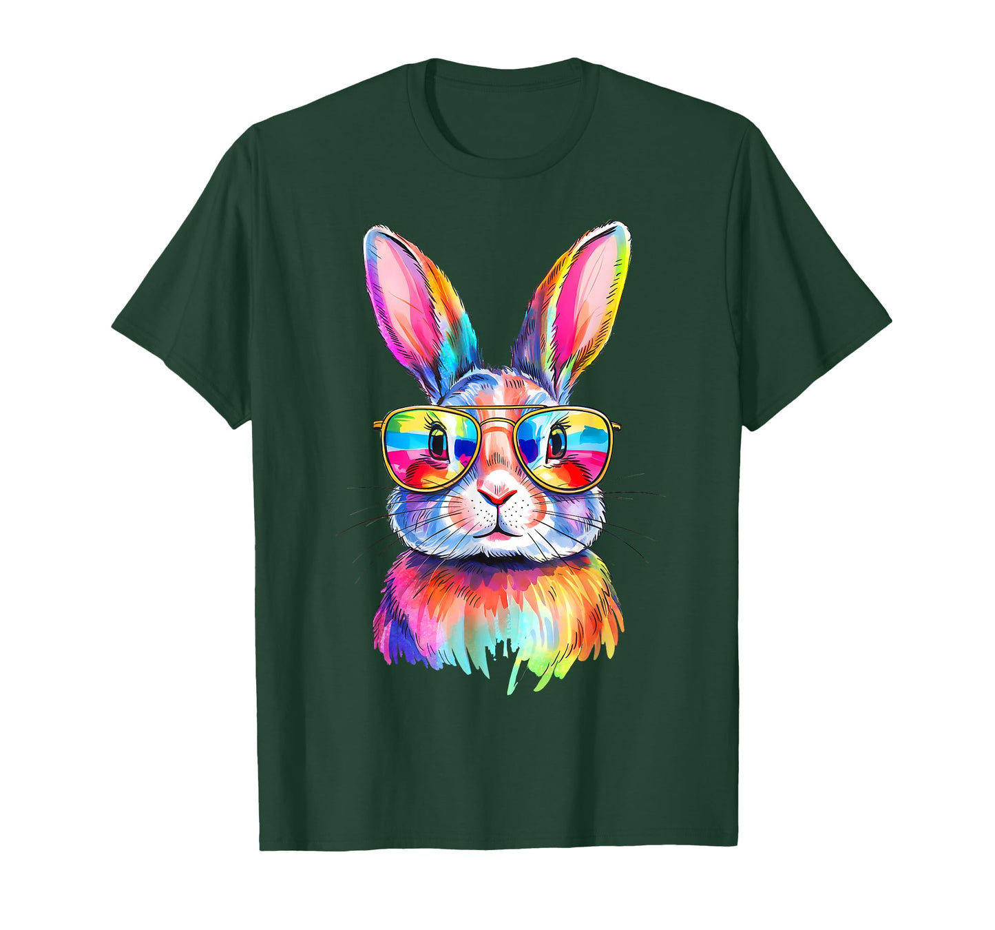 Funny Bunny Easter Rabbit Sunglasses Tie Dye Men Women Kids T-Shirt