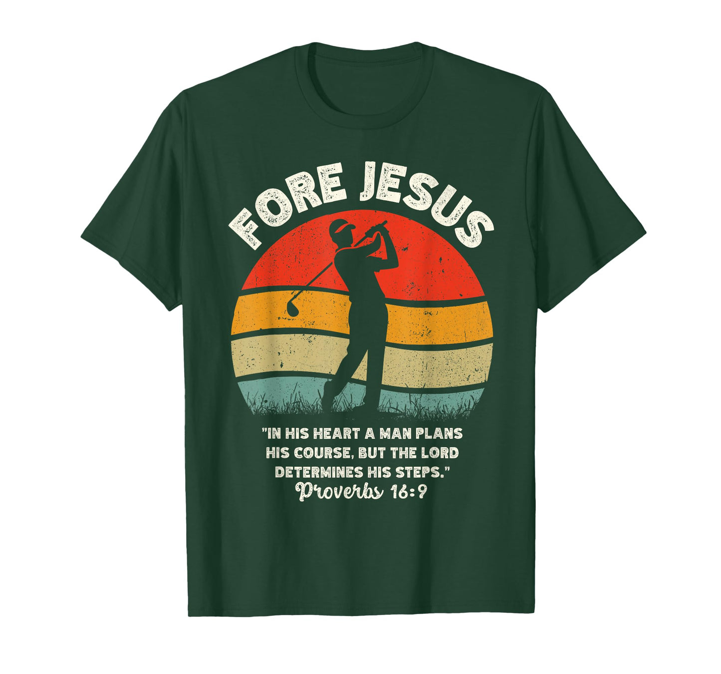 FORE Jesus Christian Golf Retro 70s Religious Golfing Men's T-Shirt