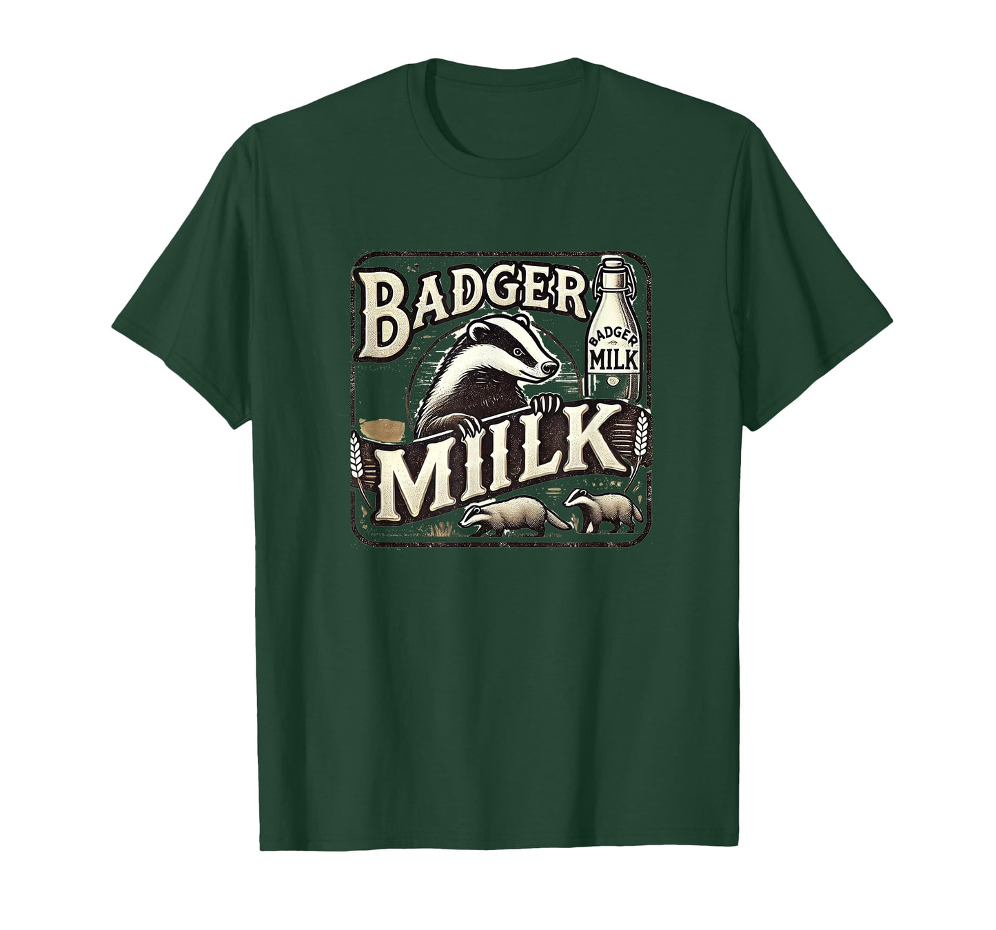 Funny Animal Badger Milk Vintage Advertising T-Shirt