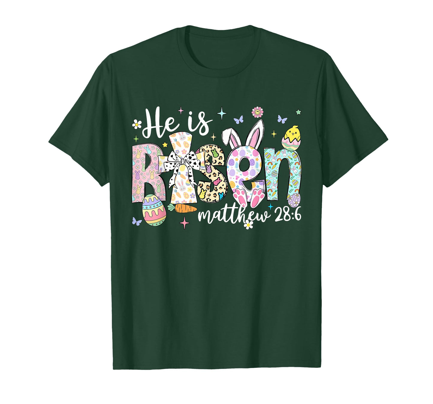 He is Risen Jesus Christian Happy Easter Women Kids Girls T-Shirt