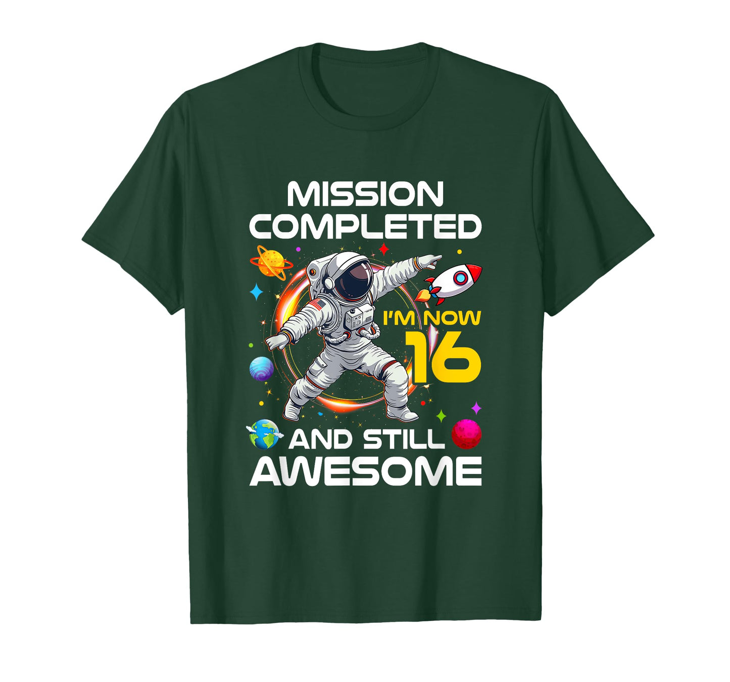16Th Birthday Astronaut 16 Years Old Outer Space Birthday T-Shirt