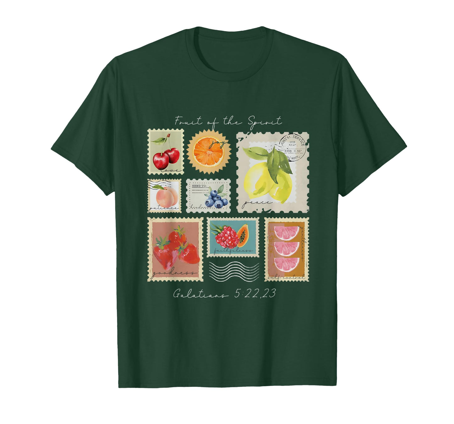 Fruit of The Spirit Summer Fruit Stamp Faith Based Christian T-Shirt