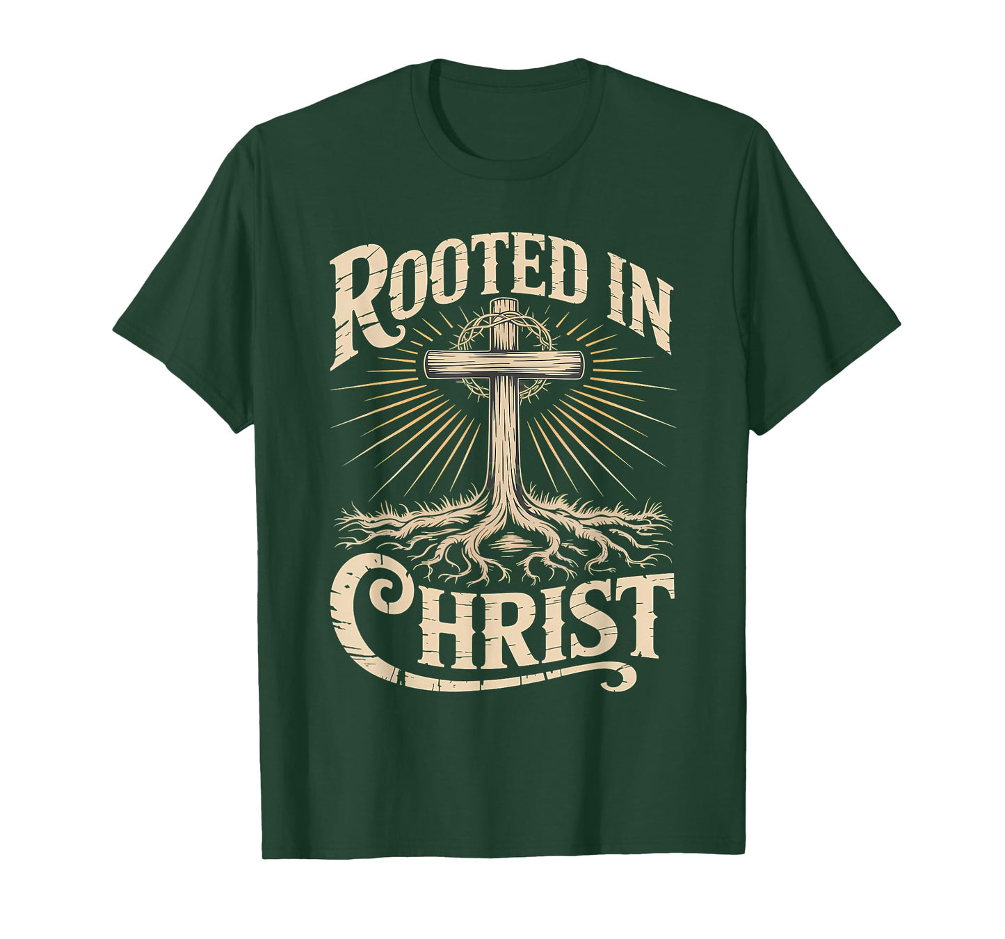 Rooted in Christ Jesus Christian Faith Cross T-Shirt