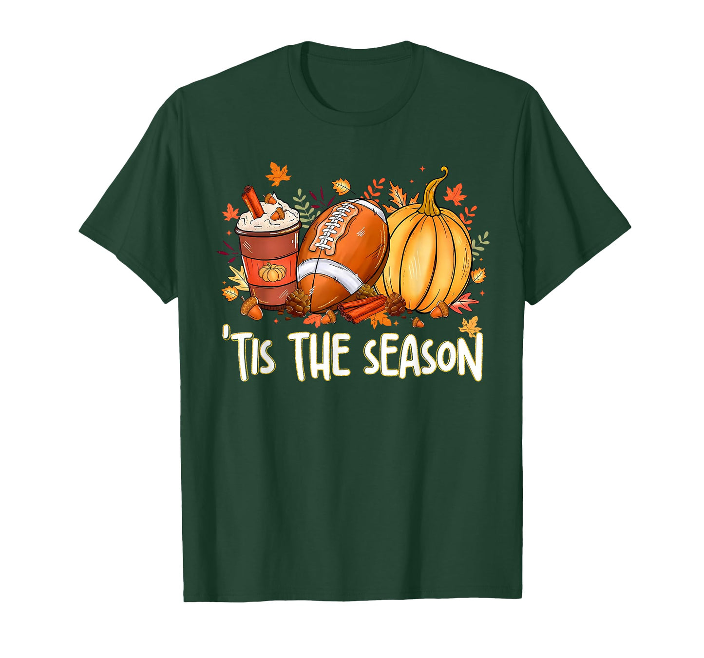 Tis The Season Fall Thanksgiving Pumpkin Spice Football T-Shirt