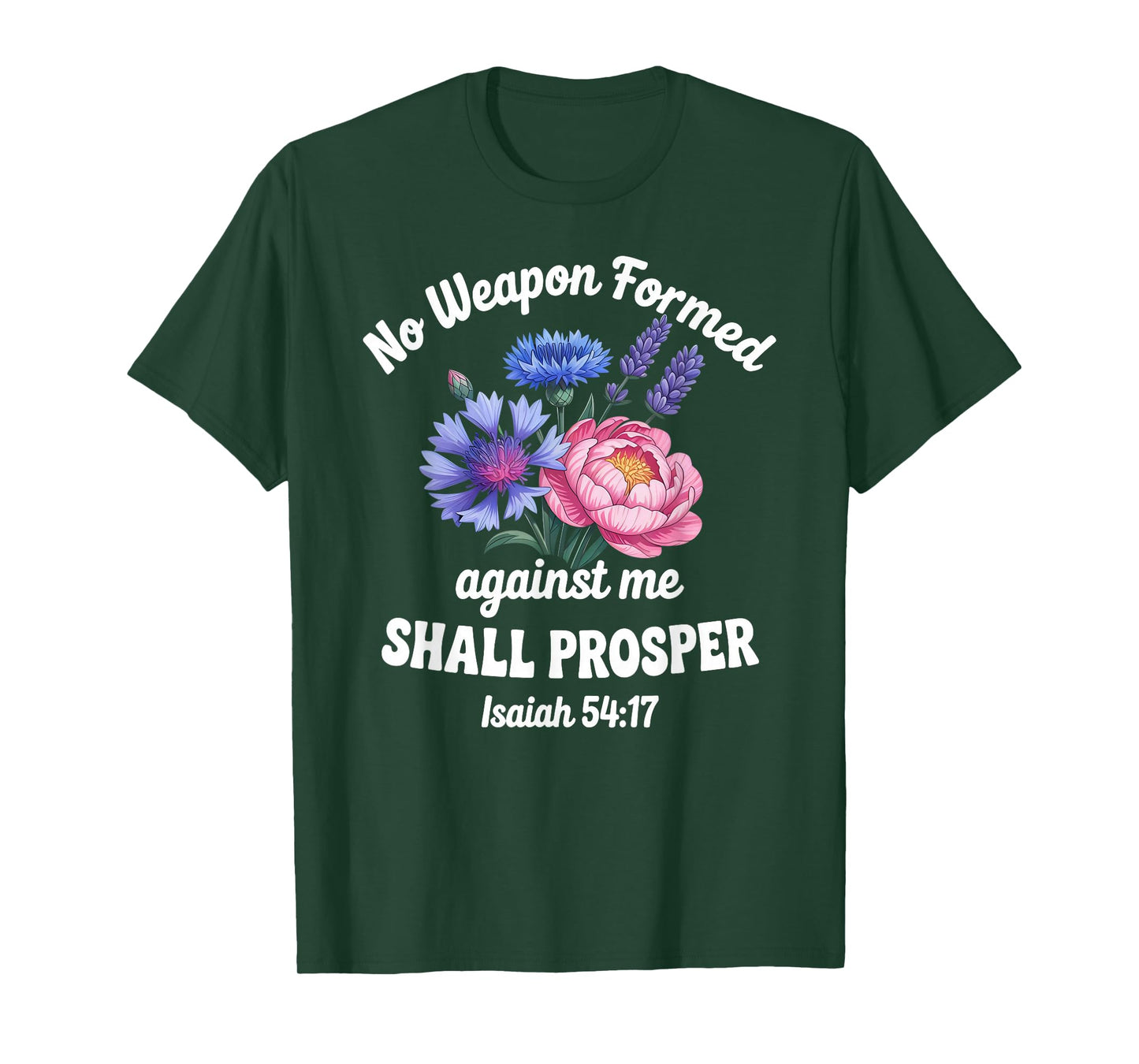 Isaiah 54:17 Verse Women Christian Floral T-Shirt
