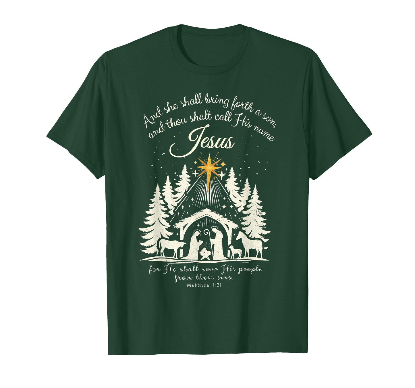 Jesus Christian Christmas Xmas Tree Family Pajamas Holiday T-Shirt