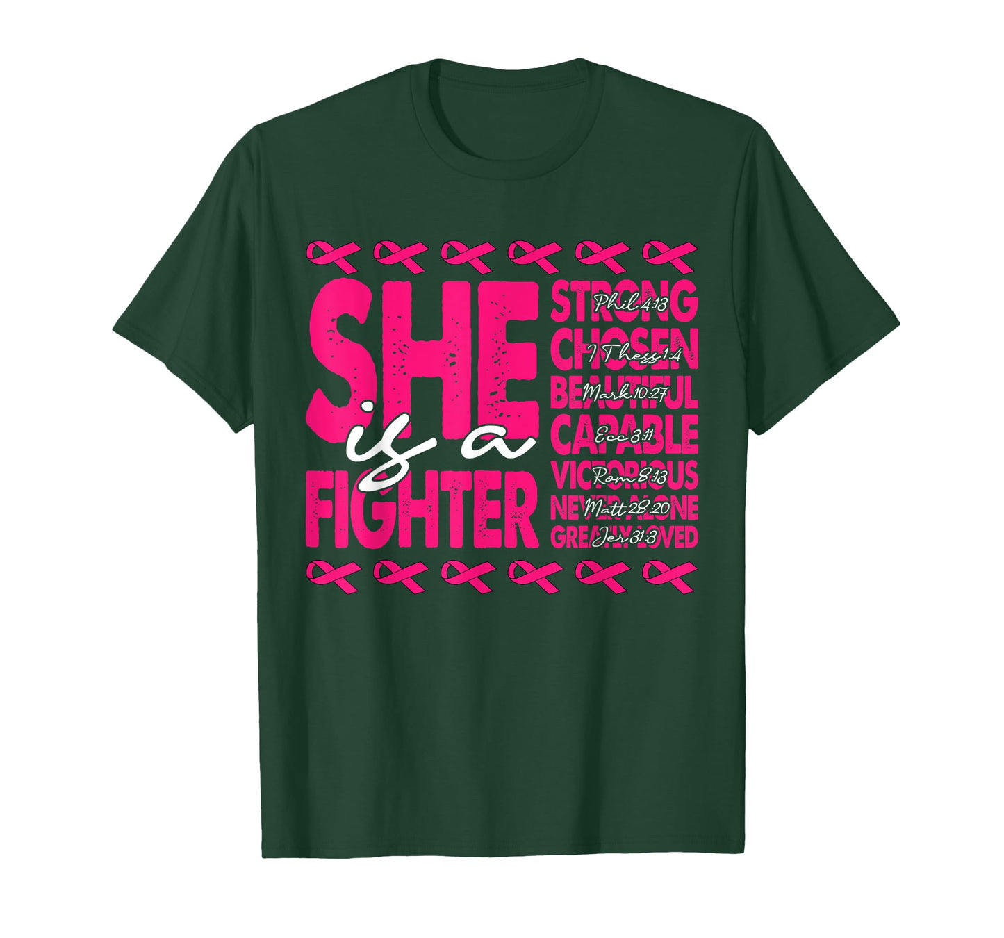 She is A Fighter Christian Women Breast Cancer Warrior Wear T-Shirt