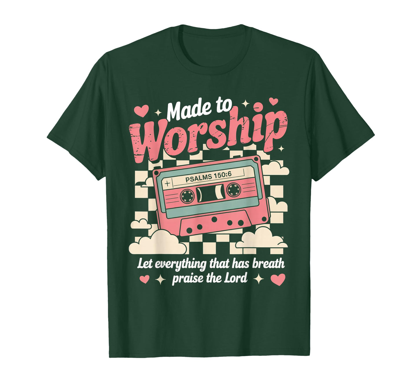 Retro Cassette Made to Worship Psalms 150:6 Christian Music T-Shirt
