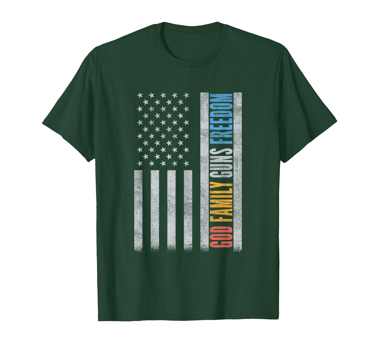 God Family Guns Freedom USA Flag Christian Faith Patriotic T-Shirt