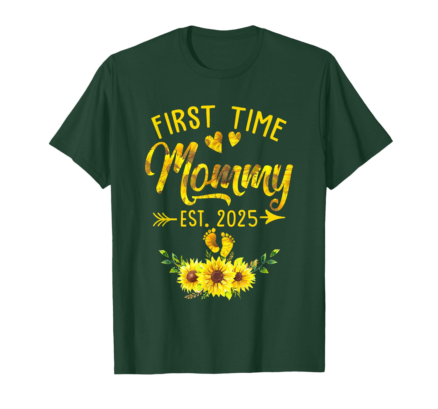 First Time Mommy Est 2025 Sunflower Promoted To Mommy T-Shirt