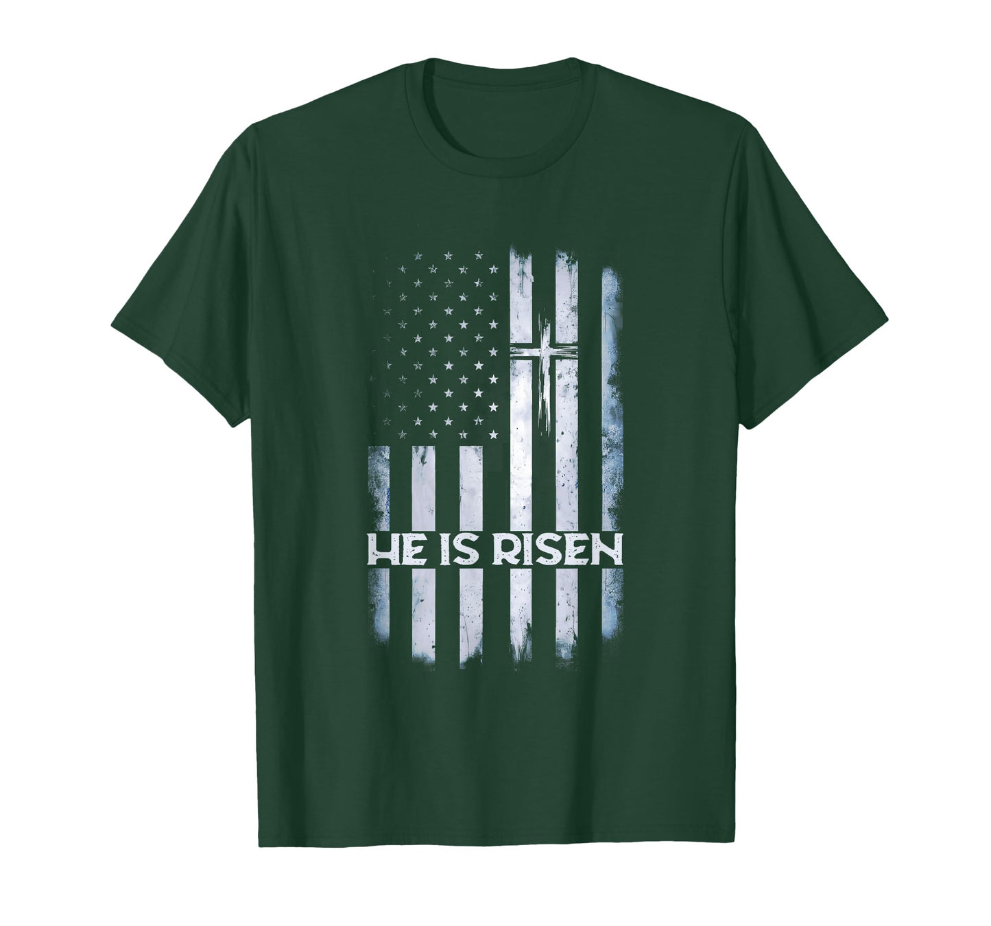 Patriotic Easter American Flag He is Risen Boys Mens Easter T-Shirt