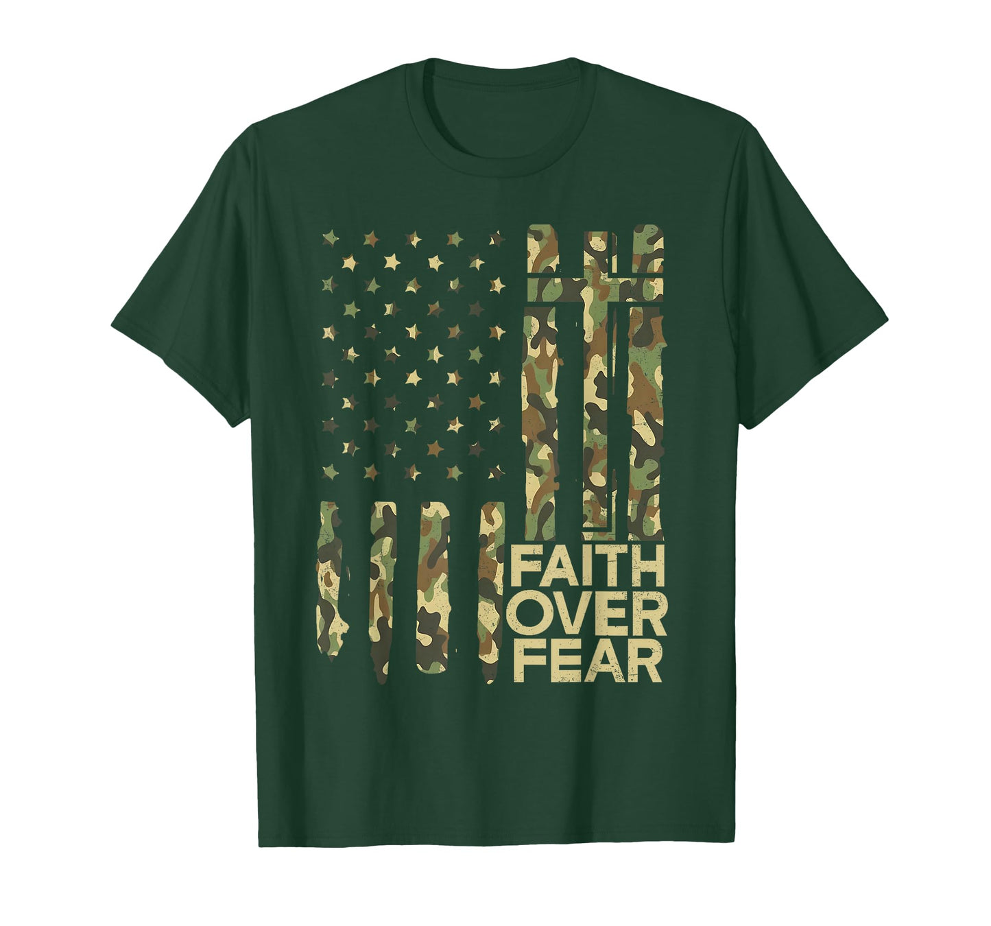 Jesus Faith Over Fear Cross Bible Religious Verse Christian T-Shirt