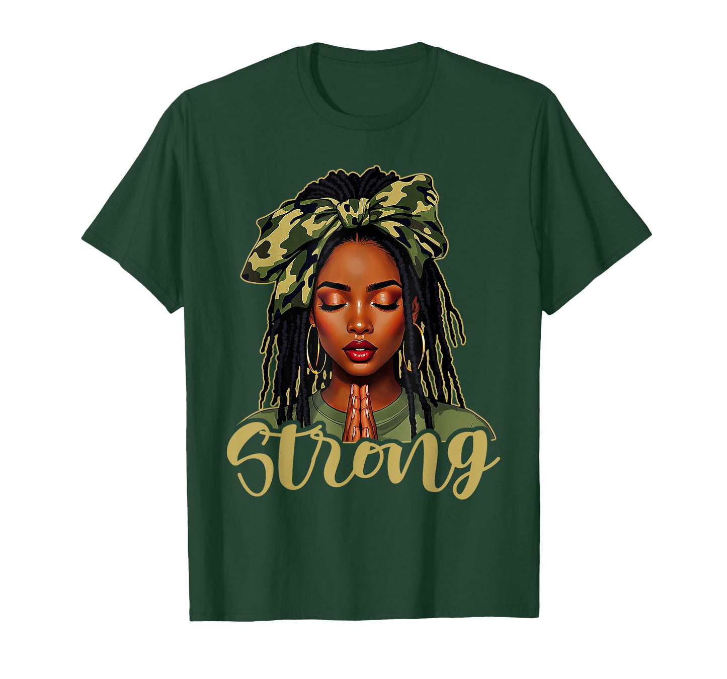 Strong Black Woman Praying Afro African American Christian T-Shirt