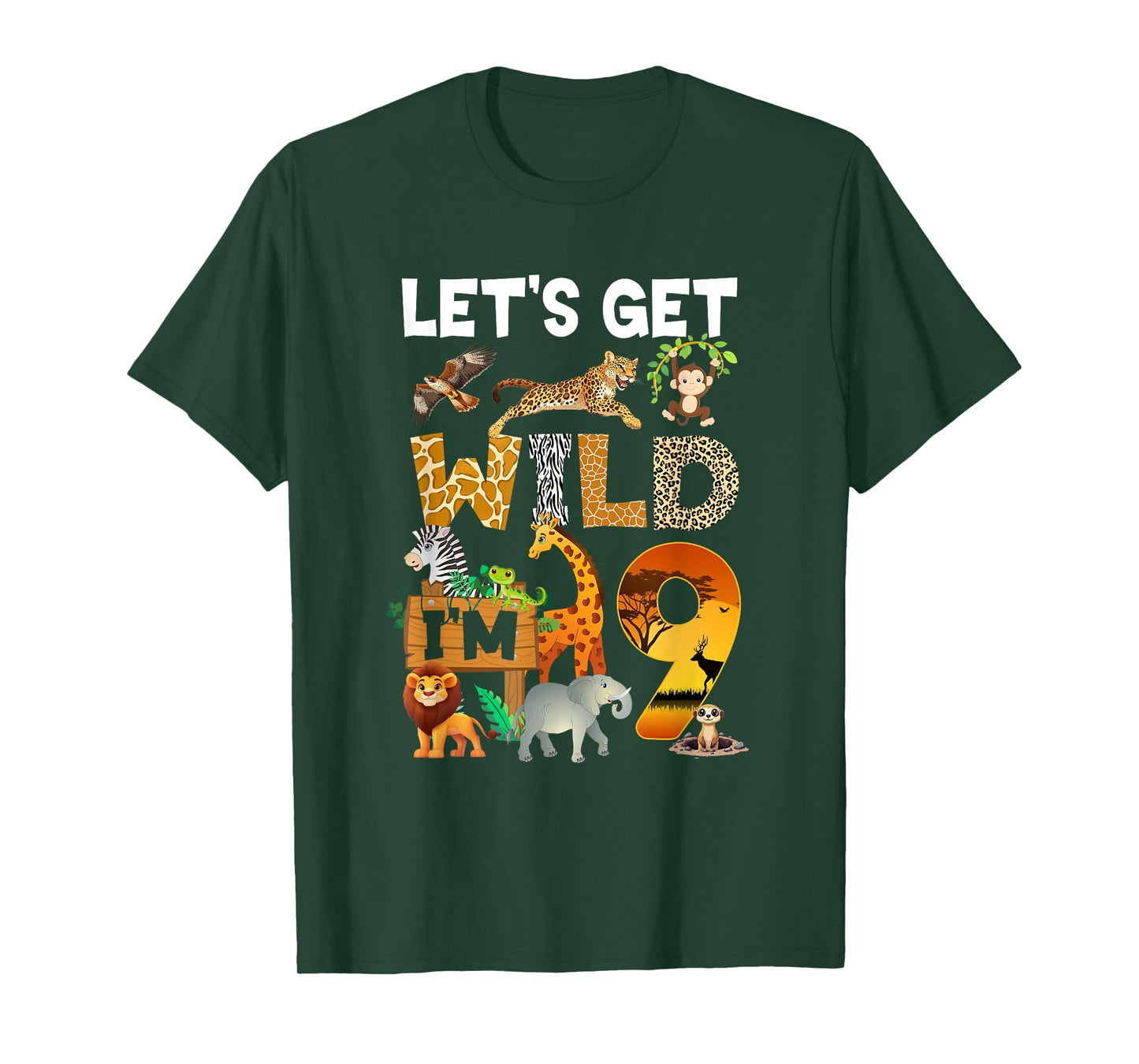 9 Year Old Zoo Birthday Safari Jungle Animal 9Th Bday T-Shirt