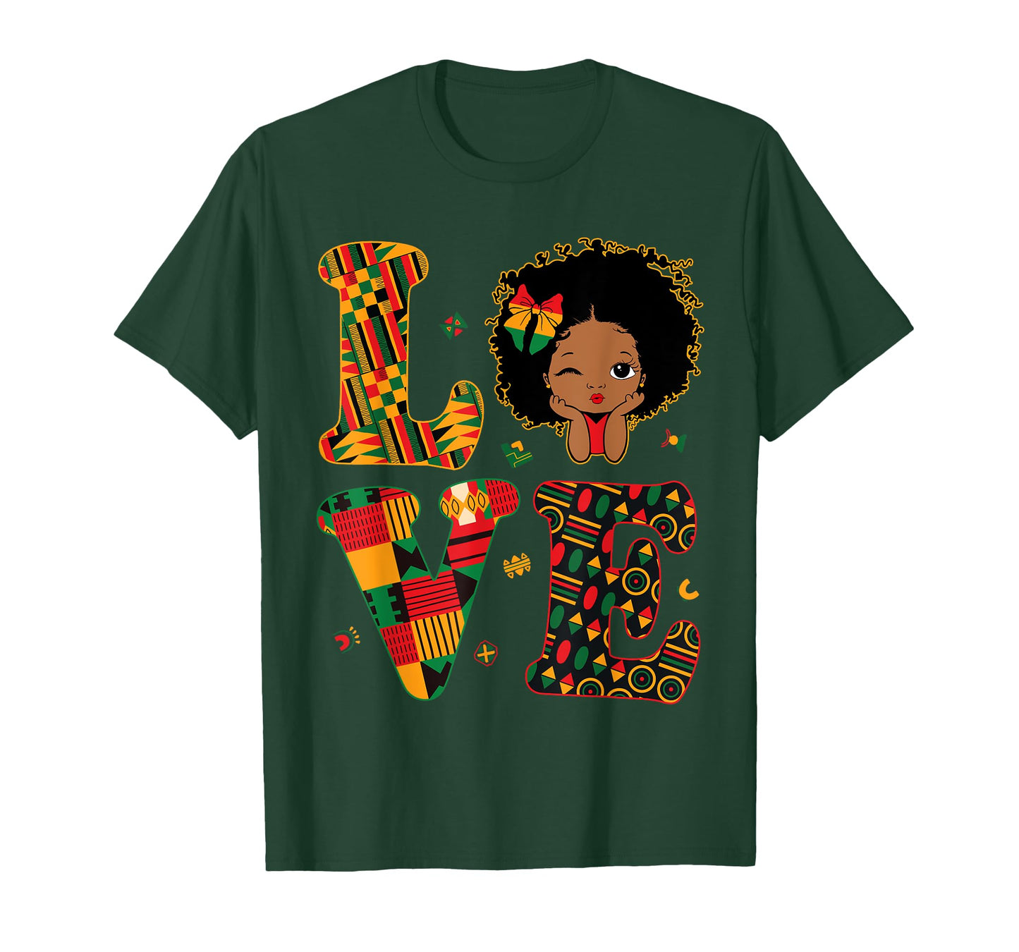 LOVE African Kente Toddler Girls Black History Month Proud T-Shirt