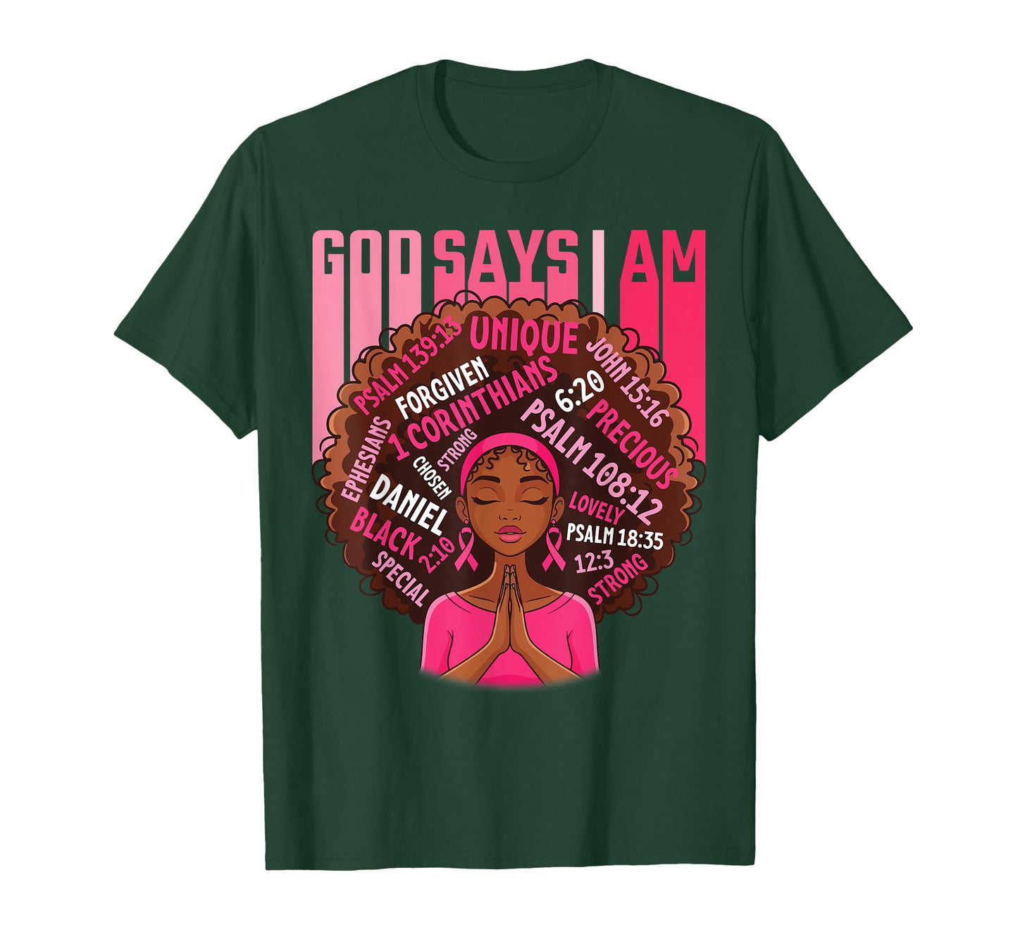 Cute Girl God Says I'm Blessed Survivor Breast Cancer Prayer T-Shirt