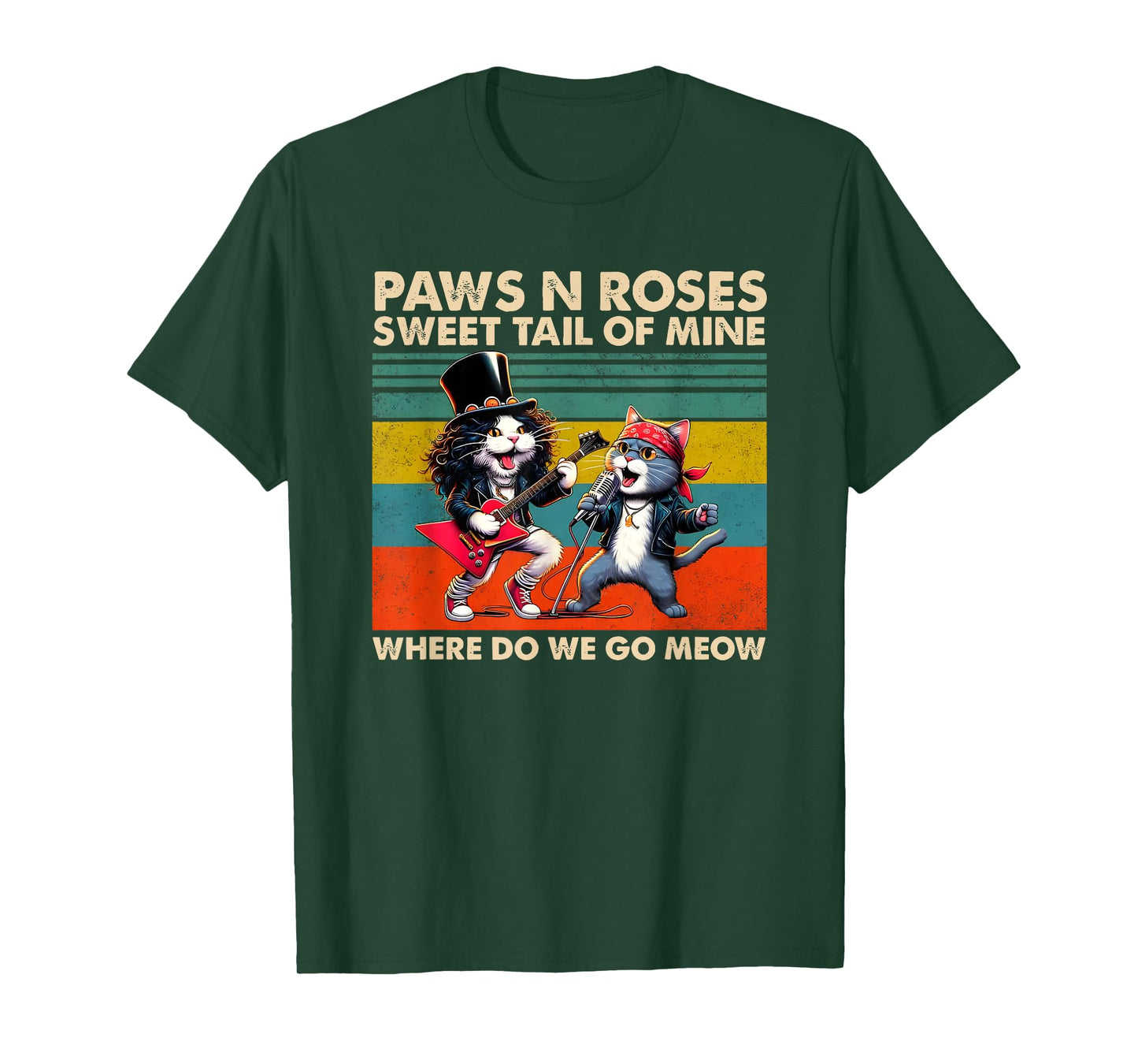 paws n roses sweet tail of mine where do we go meow T-Shirt