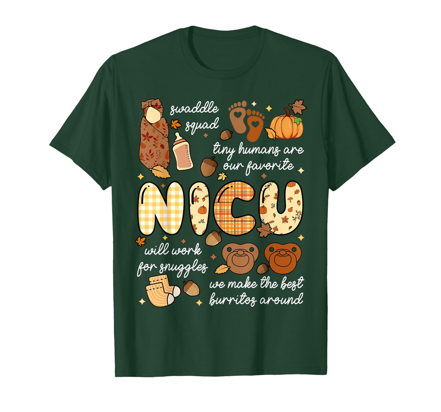 Fall Autumn Thankful Neonatal ICU Nurse Nursing Girls Women T-Shirt
