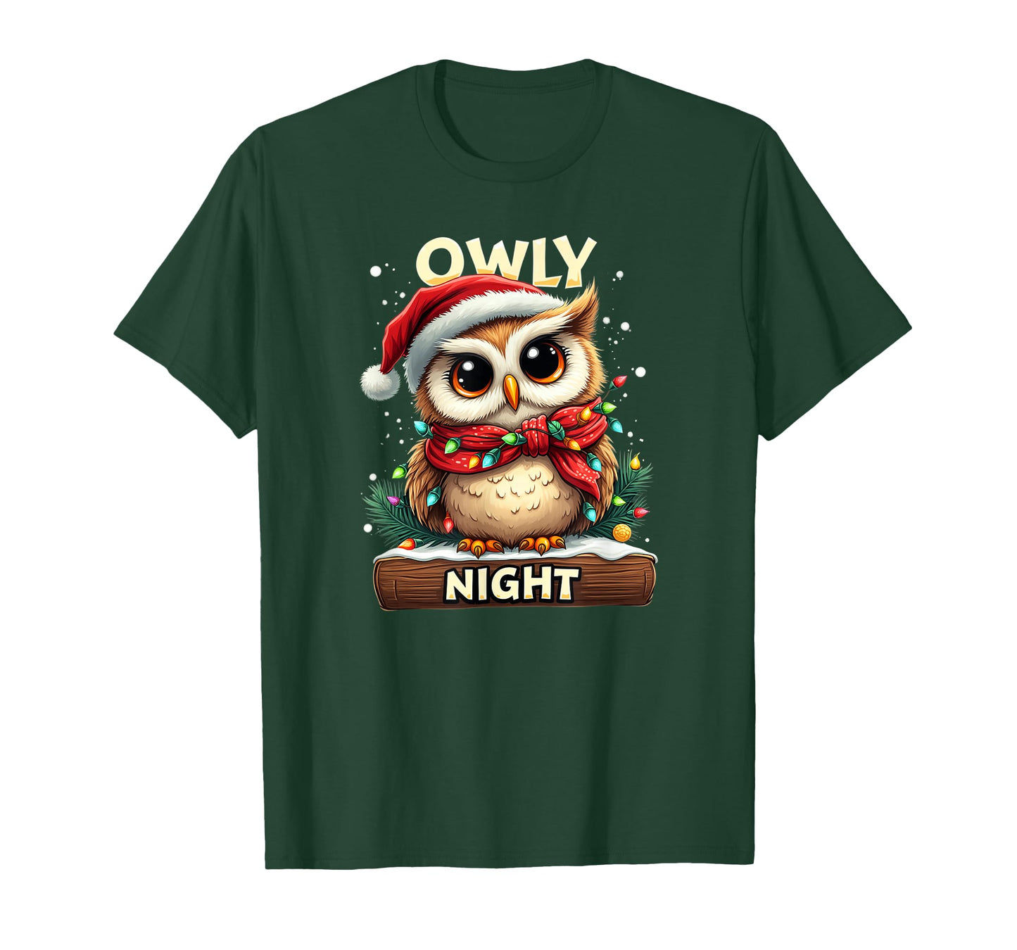 Owly Night Christmas Owl Snowflakes Bible Christian Religion T-Shirt