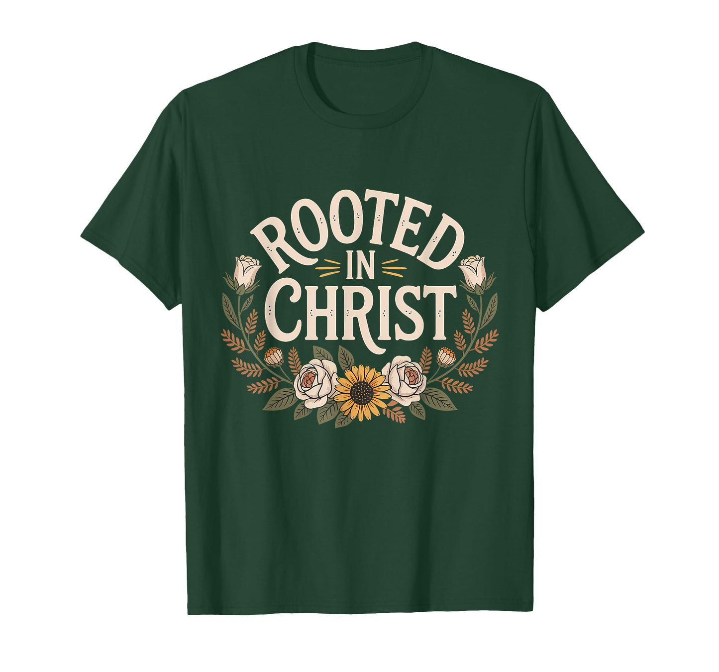 Rooted in Christ Jesus Christian Faith Cross T-Shirt