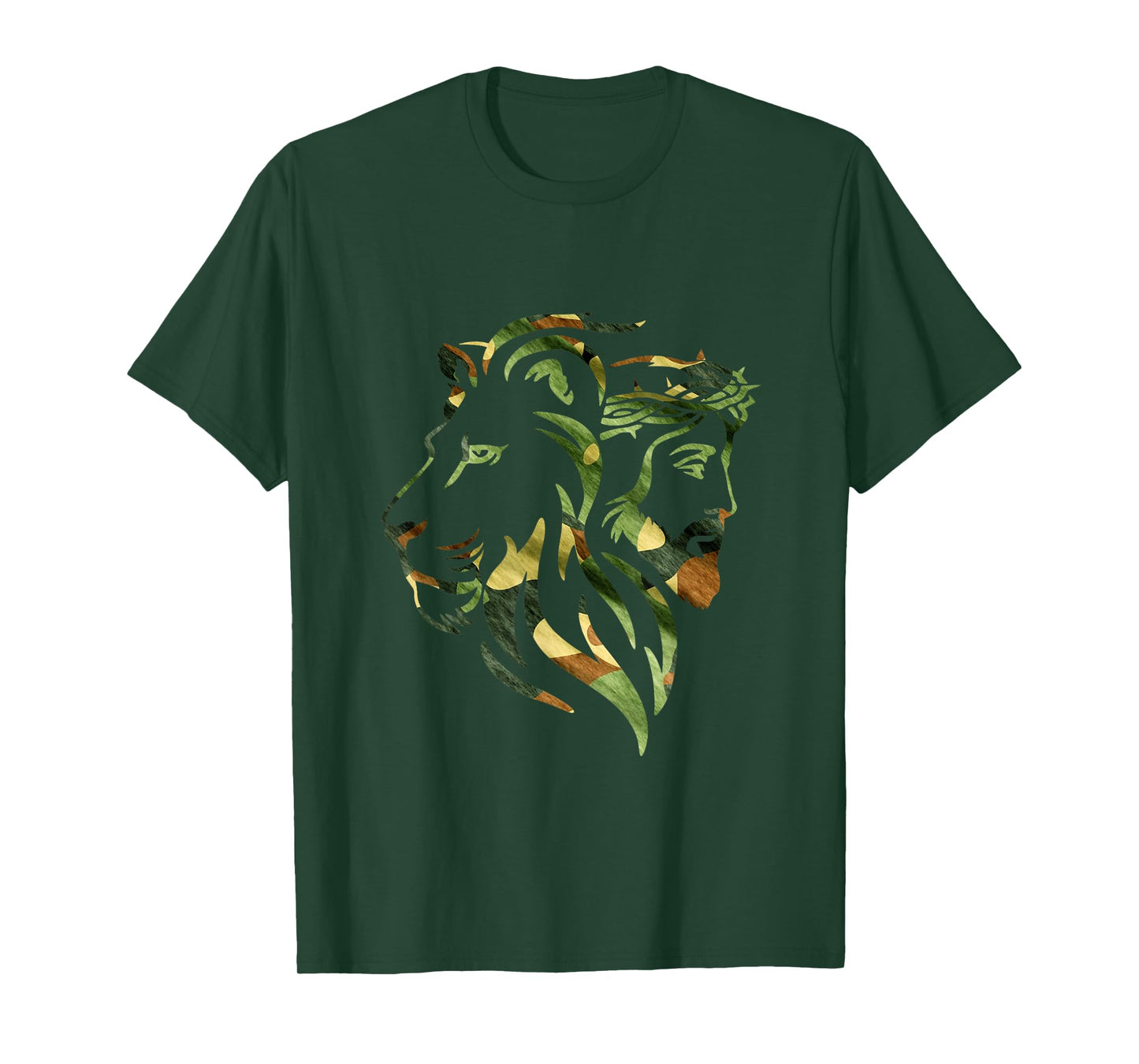 Lion and Jesus Camouflage Christian Faith Lion of Judah T-Shirt