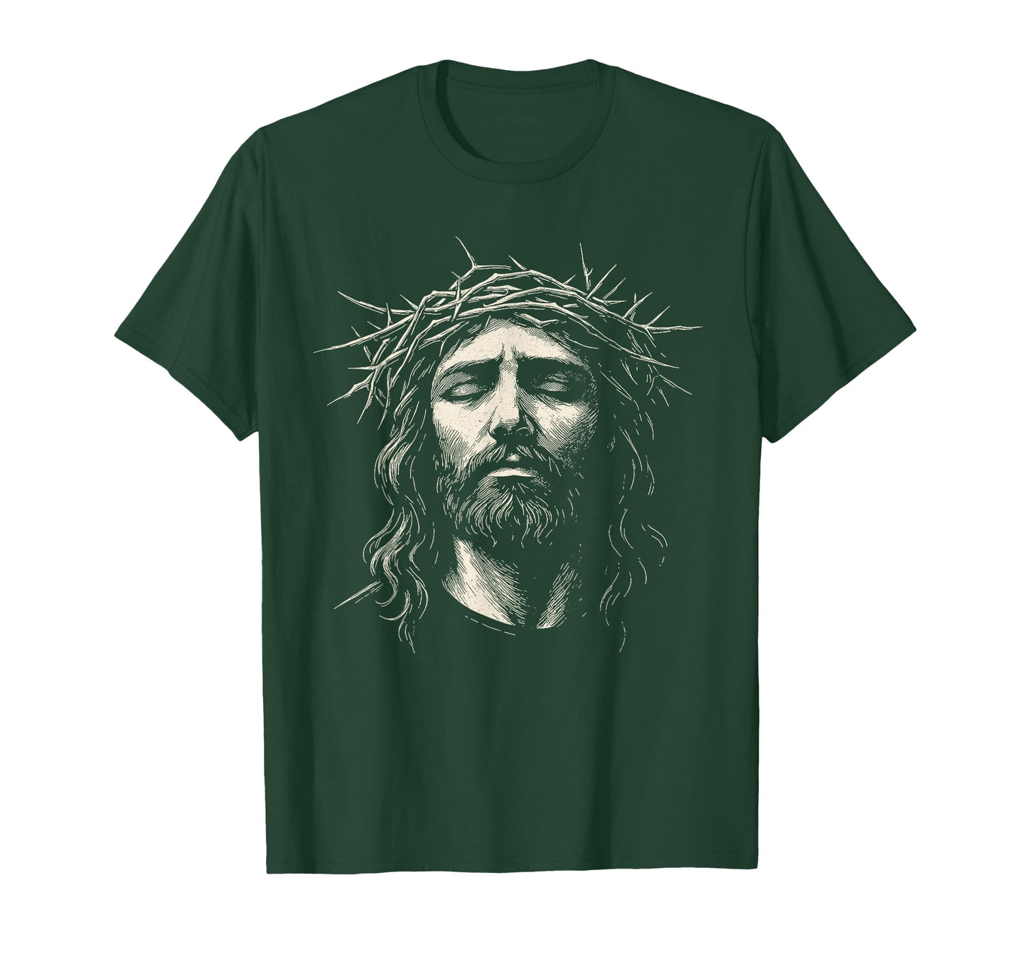 Retro Jesus Christ Face with Crown of Thorns God Bible T-Shirt