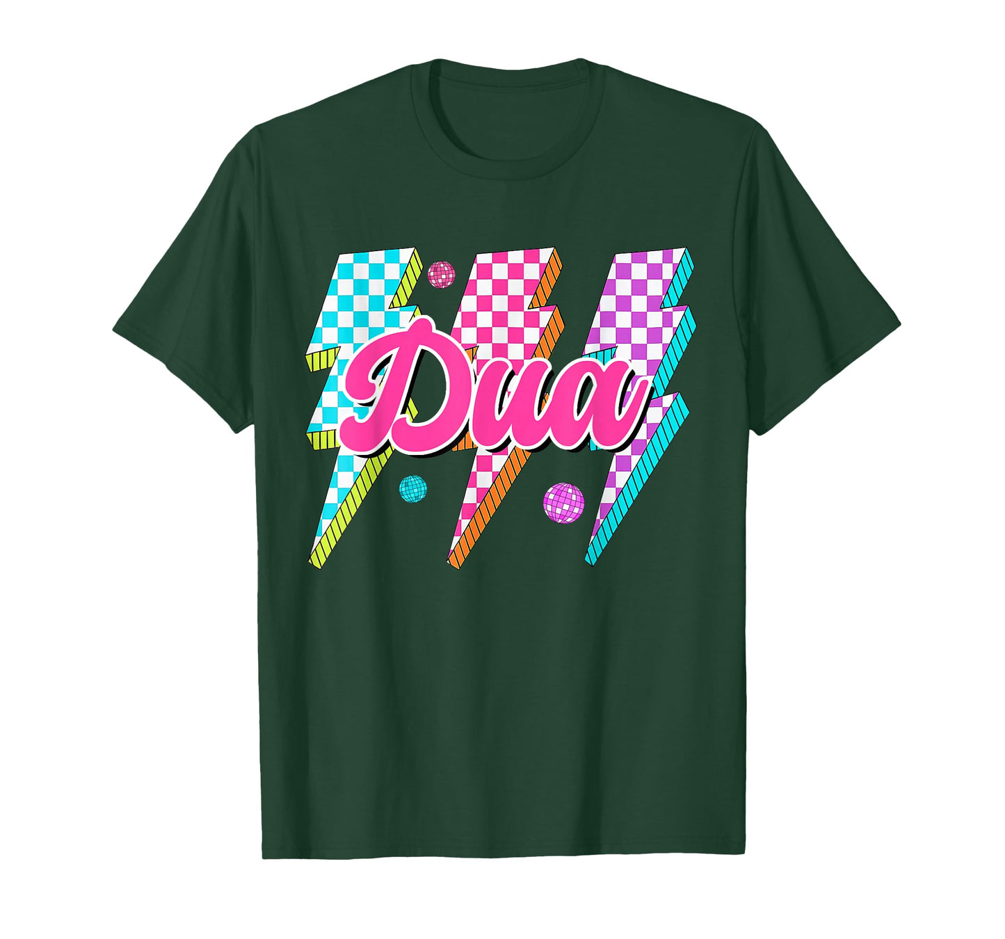 Funny Dua Lightning Bolt Checkered I Love Dua 80's Vintage T-Shirt