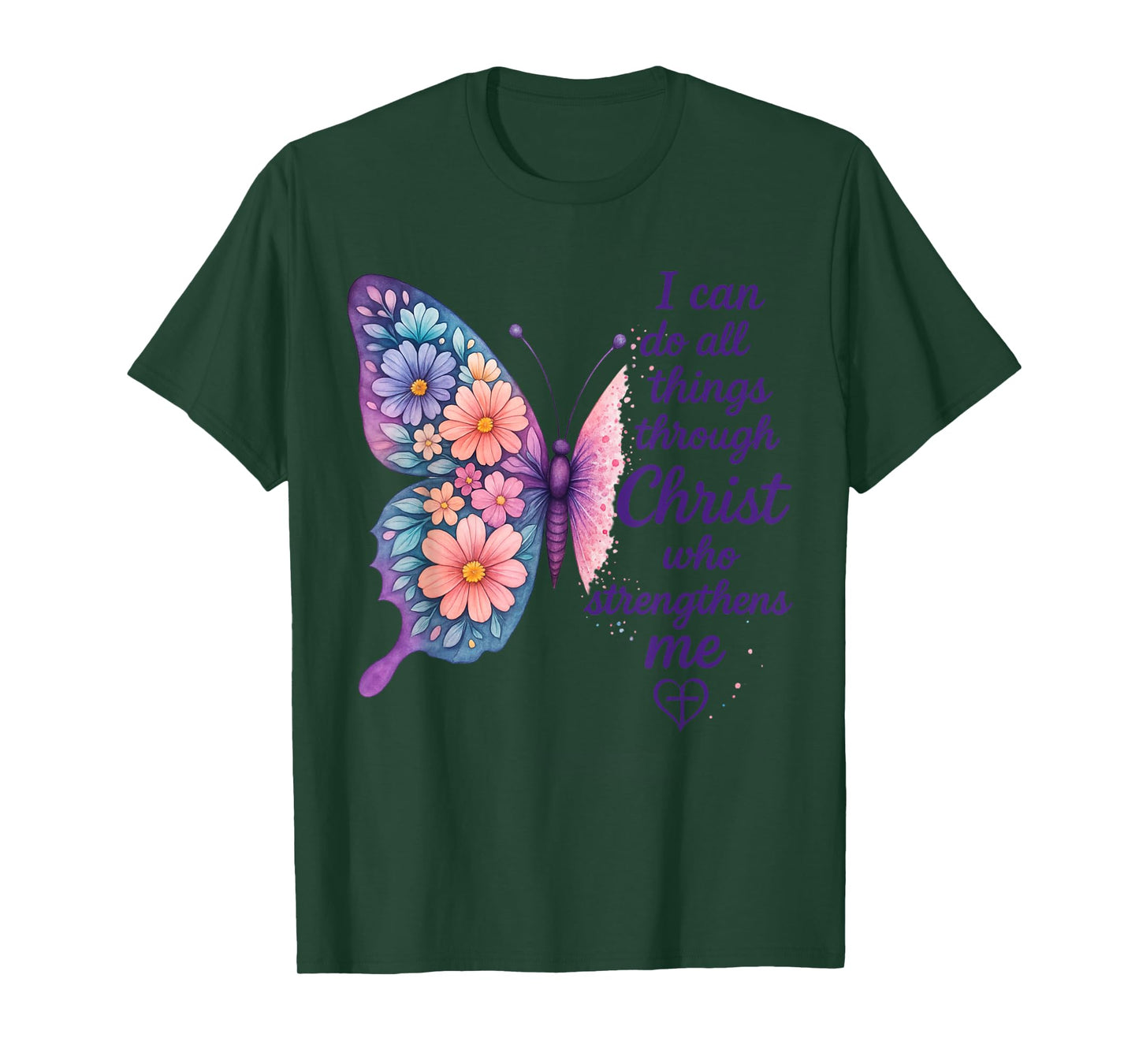 I Can Do All Things Through Christ Pretty Butterfly Style T-Shirt