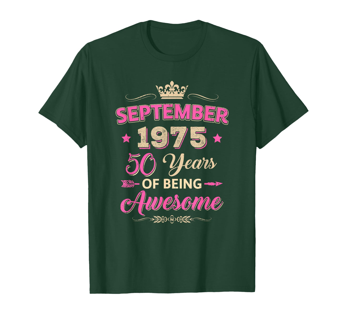 September 1975 50 Years of Being Awesome Retro 50Th Birthday T-Shirt