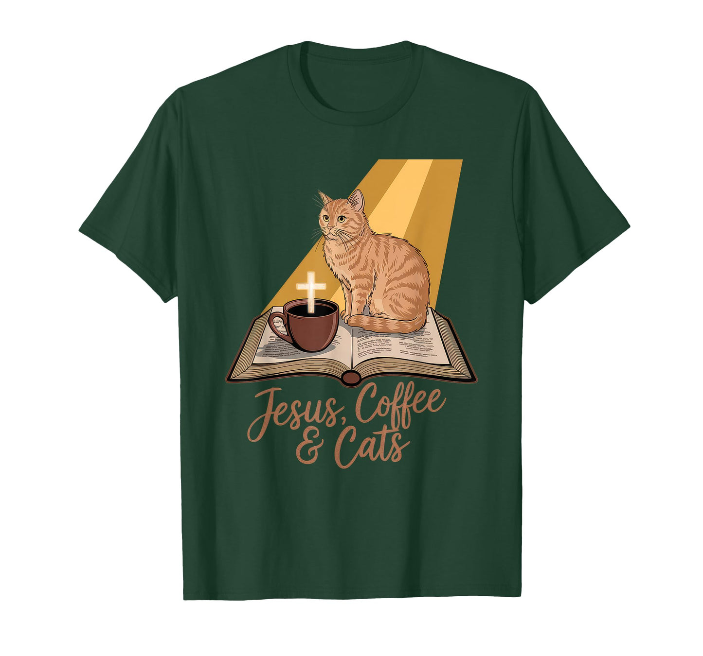 Jesus Coffee Cats Funny Cute Design Jesus Lovers Christian T-Shirt