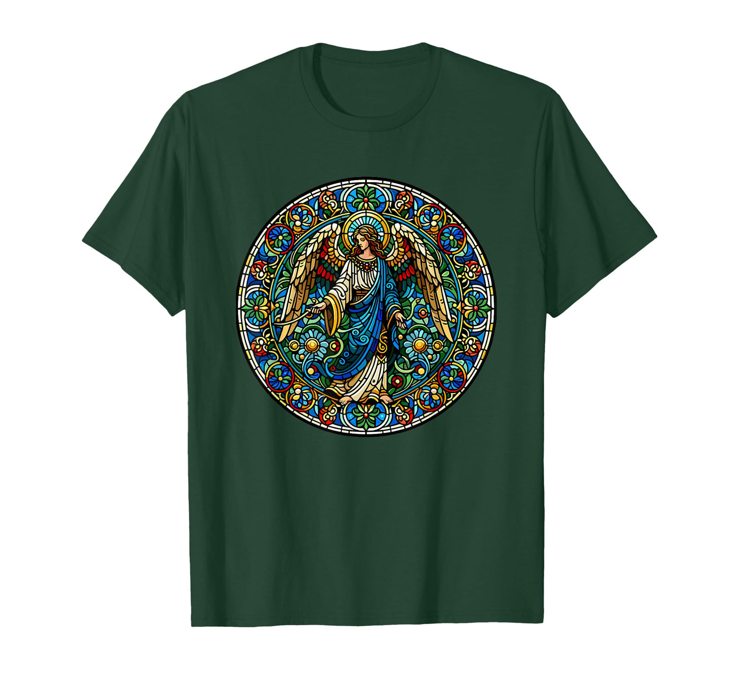 Stained Glass Saint Archangel Raphael T-Shirt