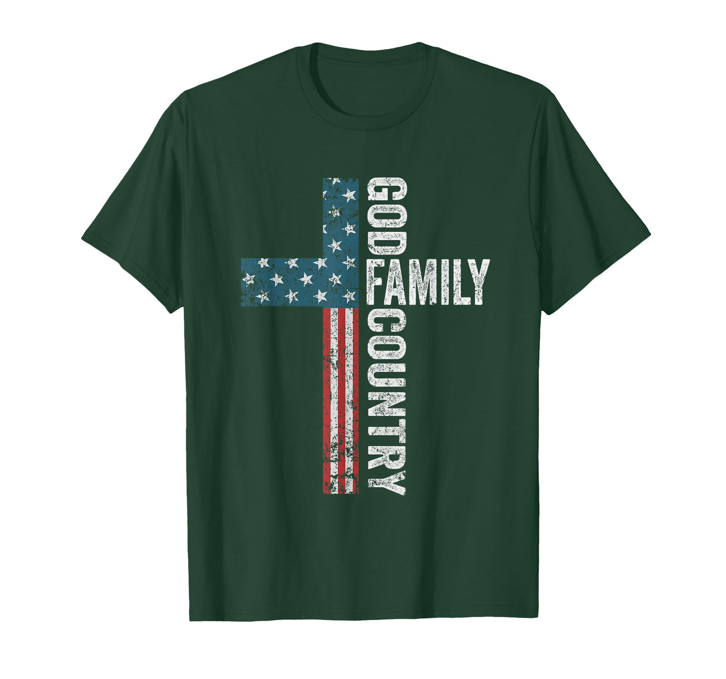 God Family Country - Patriotic Freedom Christian USA Cross T-Shirt