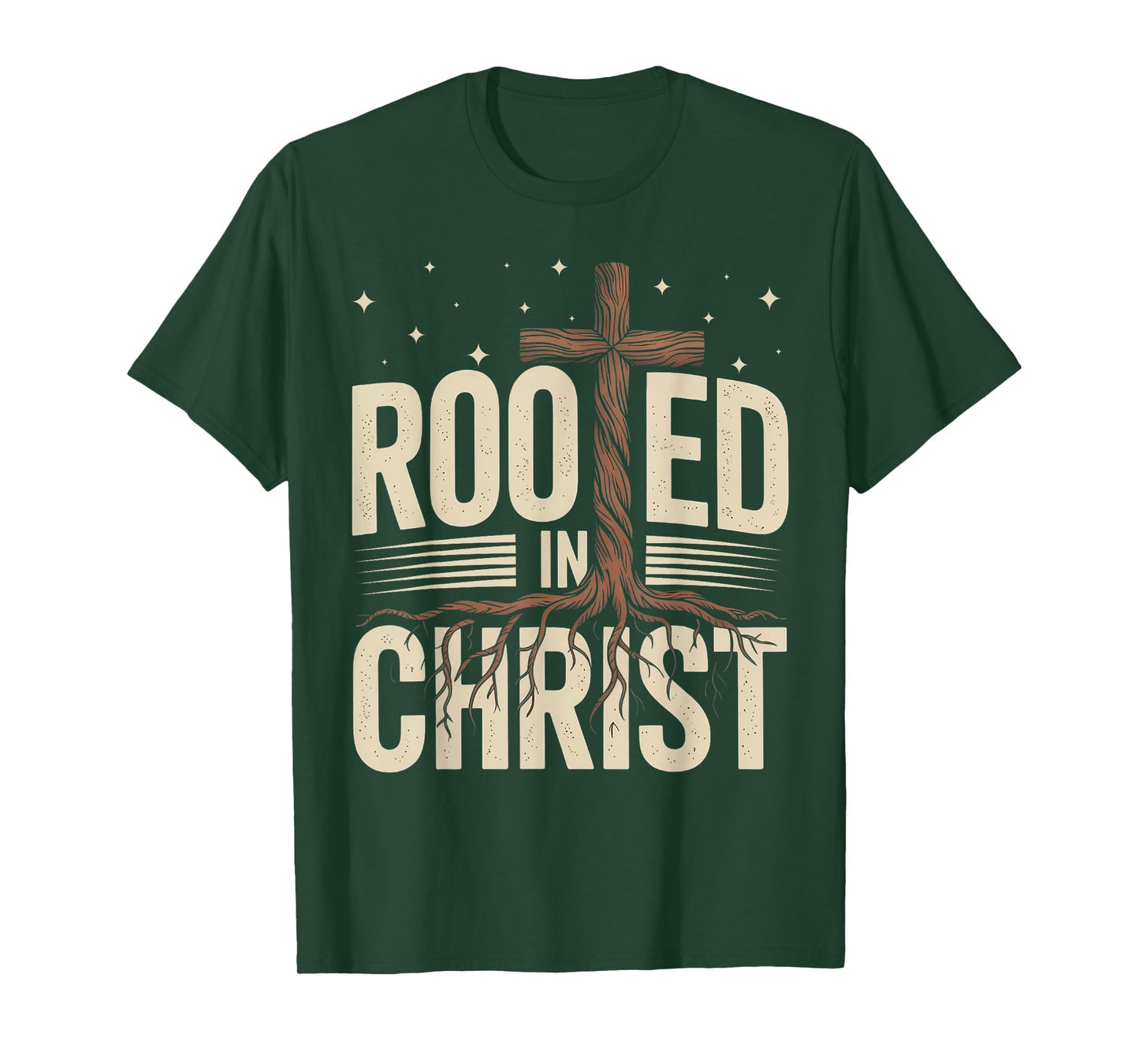 Rooted In Christ Jesus Cross Christian Faith Religious T-Shirt