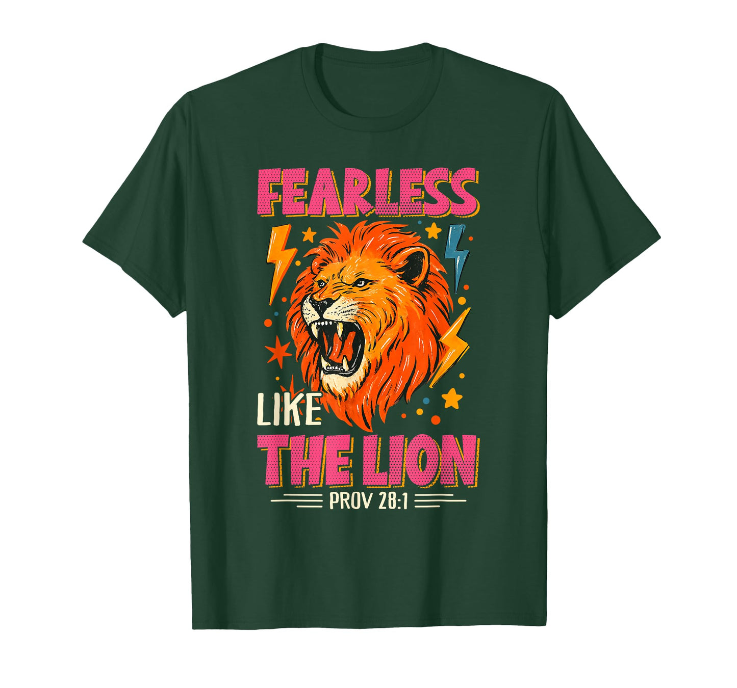 Fearless Like The Lion Christian Bible Verse Funny Sayings T-Shirt